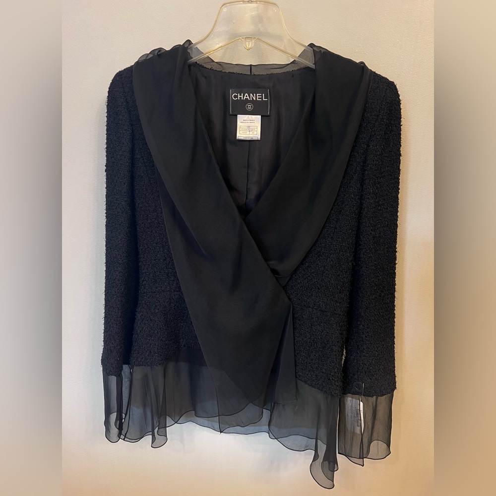 *NWT* Chanel Black Nylon/Wool/Silk Tweed Jacket & Skirt Suit or Midi dress - Picture 4 of 15